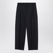 Pantalon large en laine bleu marine Alexander McQueen