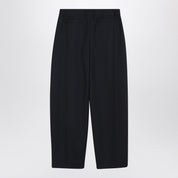Pantalon large en laine bleu marine Alexander McQueen