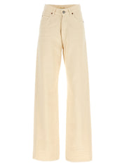 Saint Laurent V-shaped Waist Jeans — High-Waist Beige