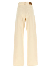Saint Laurent V-shaped Waist Jeans — High-Waist Beige