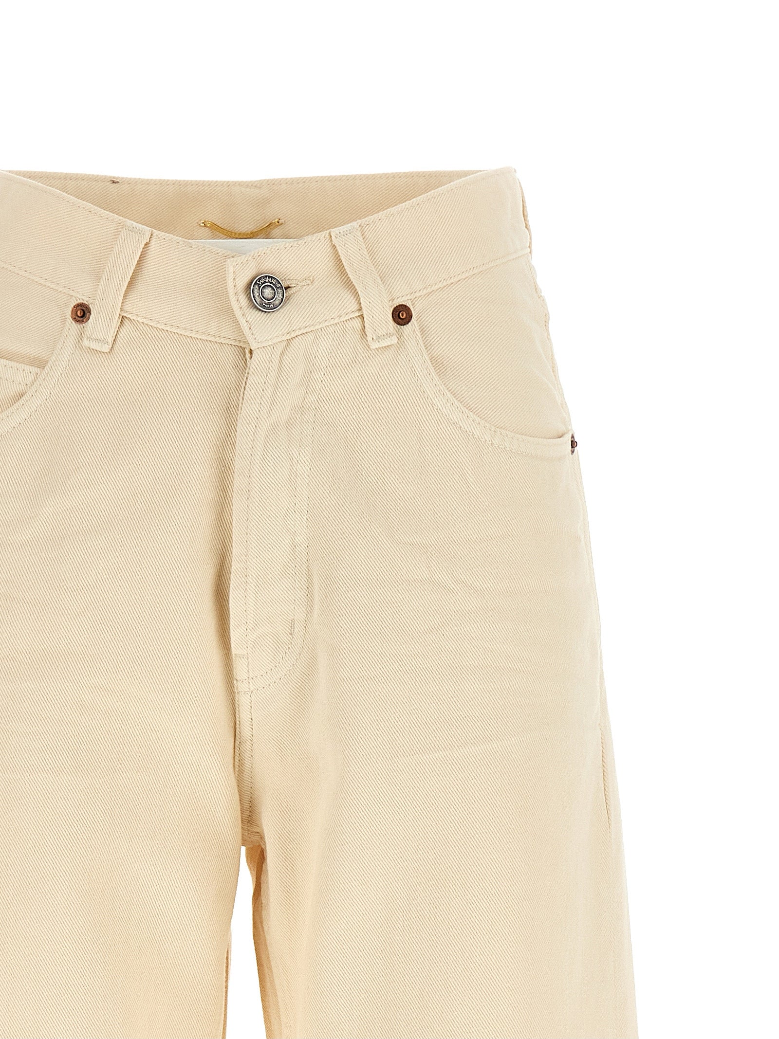 Saint Laurent V-shaped Waist Jeans — High-Waist Beige