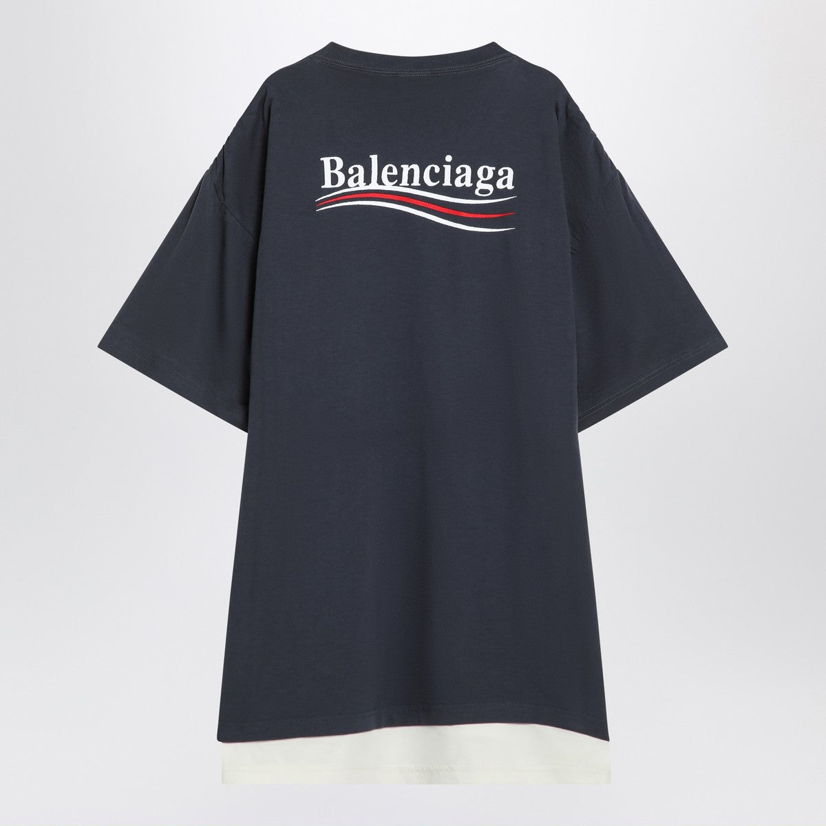 Camiseta doble Balenciaga Political Campaign azul marino/blanco