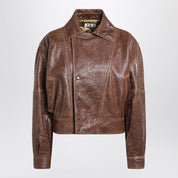 Saint Laurent aged brown leather bomber jacket