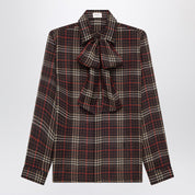 Chemise en crêpe de soie tartan Saint Laurent Cassandre