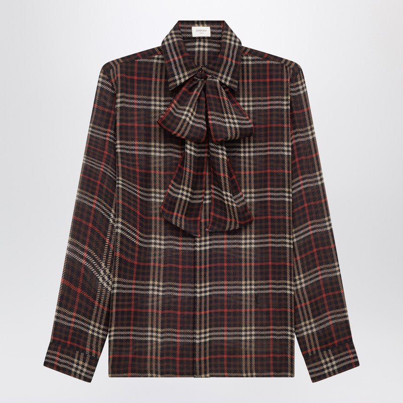 Chemise en crêpe de soie tartan Saint Laurent Cassandre