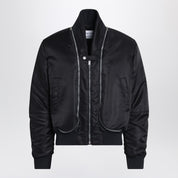 Blouson aviateur zippé en nylon noir Alexander McQueen
