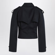 Alexander McQueen Short double-breasted navy blue jacket