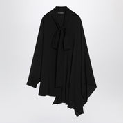Chemisier asymétrique en soie noire avec foulard Balenciaga