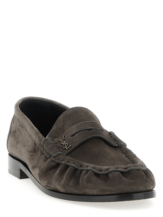 Saint Laurent Le Loafer Moccasins for Men — Brown Suede