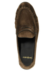 Saint Laurent Le Loafer Moccasins for Men — Brown Suede