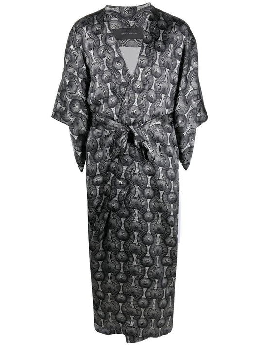 Grey silk geometric-print jacket — Ozwald Boateng