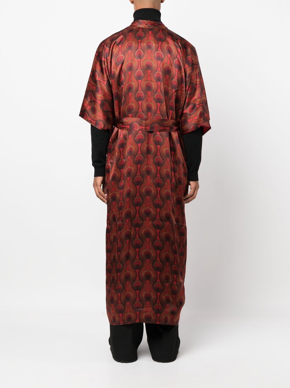 Robes Ozwald Boateng Veste rouge à imprimé géométrique et ceinture nouée