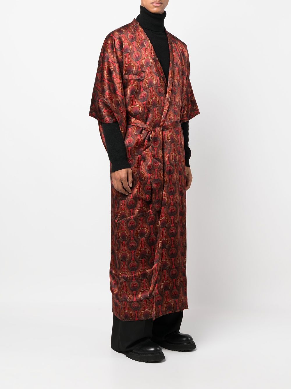 Robes Ozwald Boateng Veste rouge à imprimé géométrique et ceinture nouée