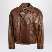 Saint Laurent Brown leather bomber jacket