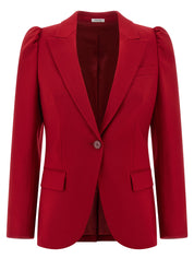 Alexander McQueen Red Blazer for Women — Single‑Breasted Jacket
