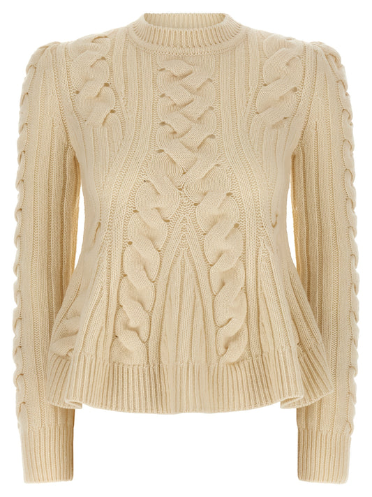 Alexander McQueen Peplum Cable Sweater - Knitwear (Beige)