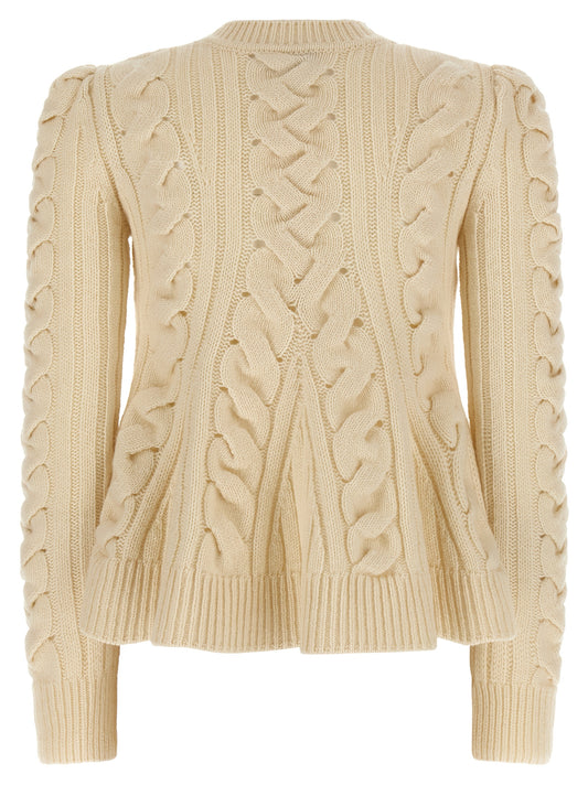 Alexander McQueen Peplum Cable Sweater - Knitwear (Beige)
