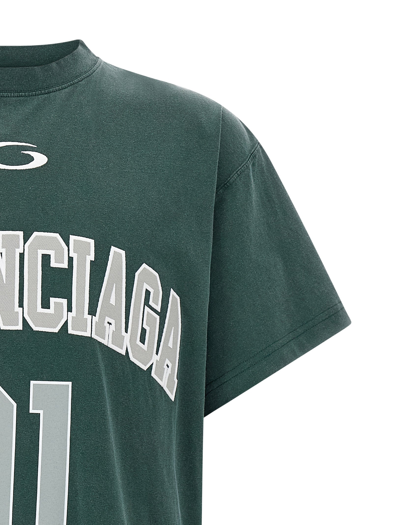 Balenciaga Basketball T-shirt — Green Oversized Topwear