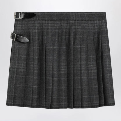 Balenciaga Grey shadow-effect tartan mini skirt