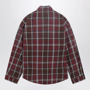 Balenciaga Burgundy plaid cotton-blend flannel zip shirt