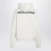 Balenciaga Medium-fit embroidered hoodie in dry fleece, cream