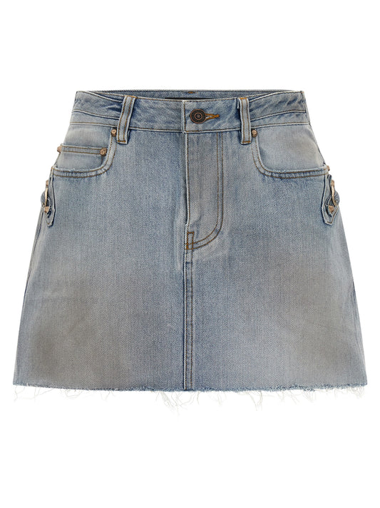 Balenciaga City Skirt — Light Blue Denim Miniskirt