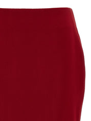 Saint Laurent Red Pencil Skirt — Midi Viscose-Cupro