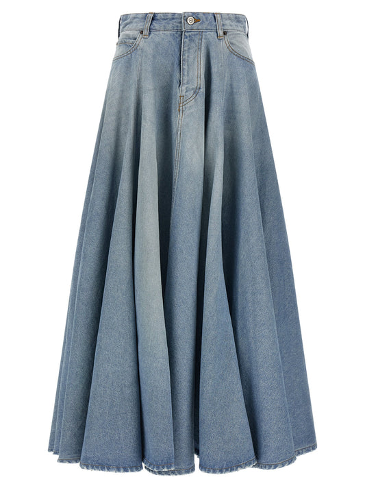 Balenciaga Godet Skirt — Light Blue Denim Midi (W) | Aumifour