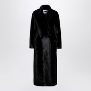 Sword 6644 Black long faux fur coat — Double‑breasted elegance