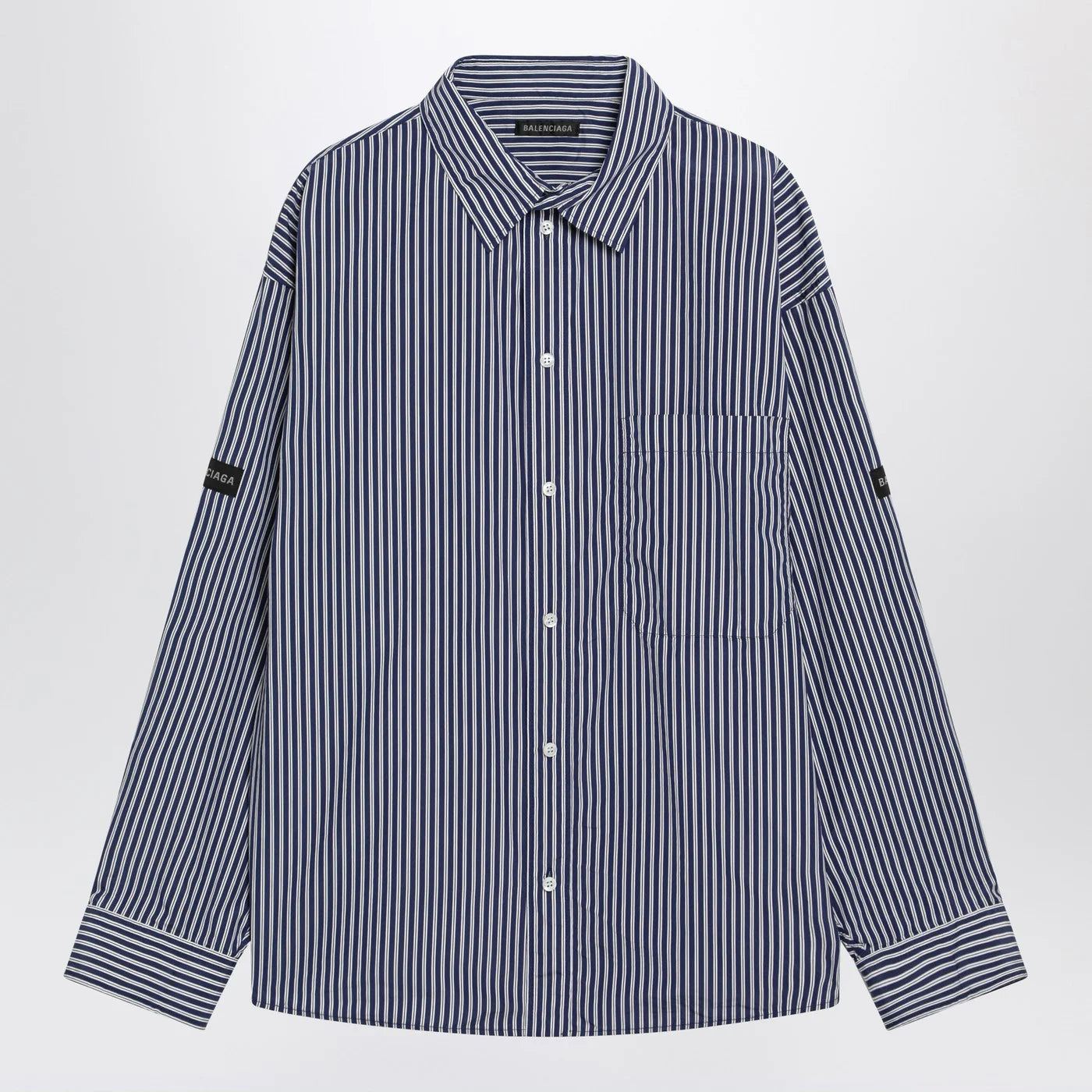 Balenciaga Oversize navy blue and white striped shirt