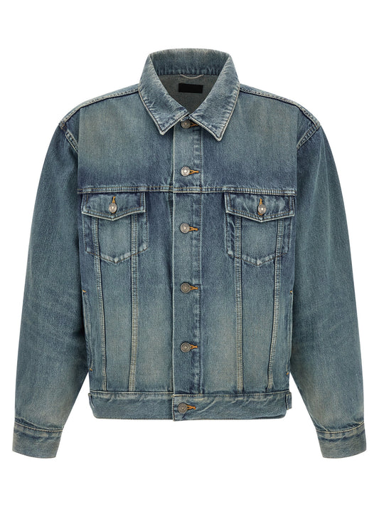 Saint Laurent Trucker Jacket — Men's Stone-Wash Denim