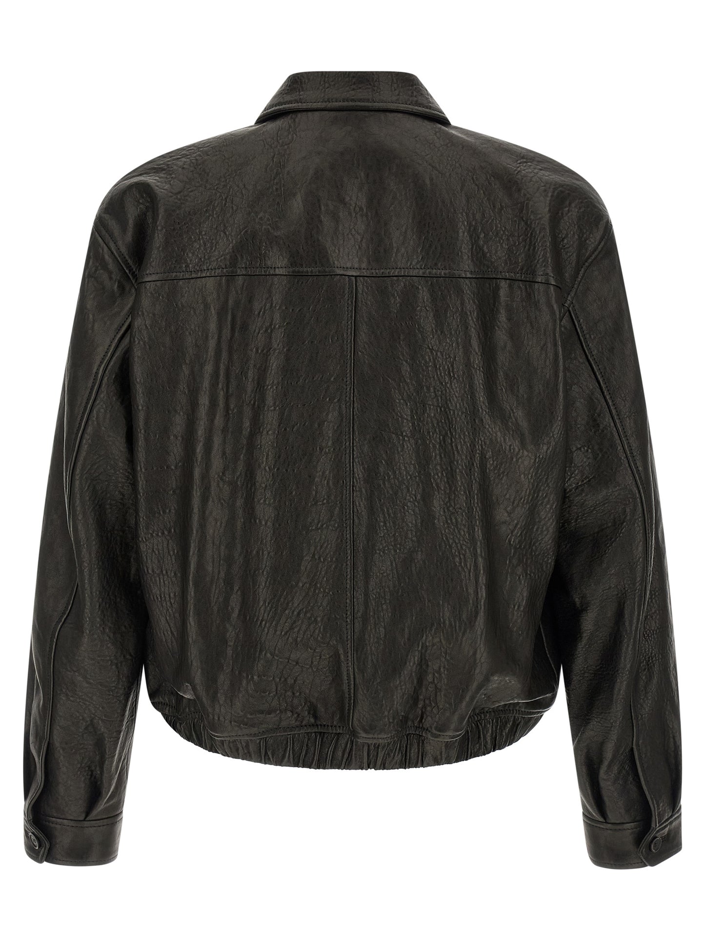 Saint Laurent Hammered Leather Bomber Jacket for Men