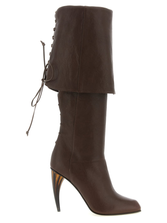 Alexander McQueen Horn Heel Boots — Women's Brown Boots