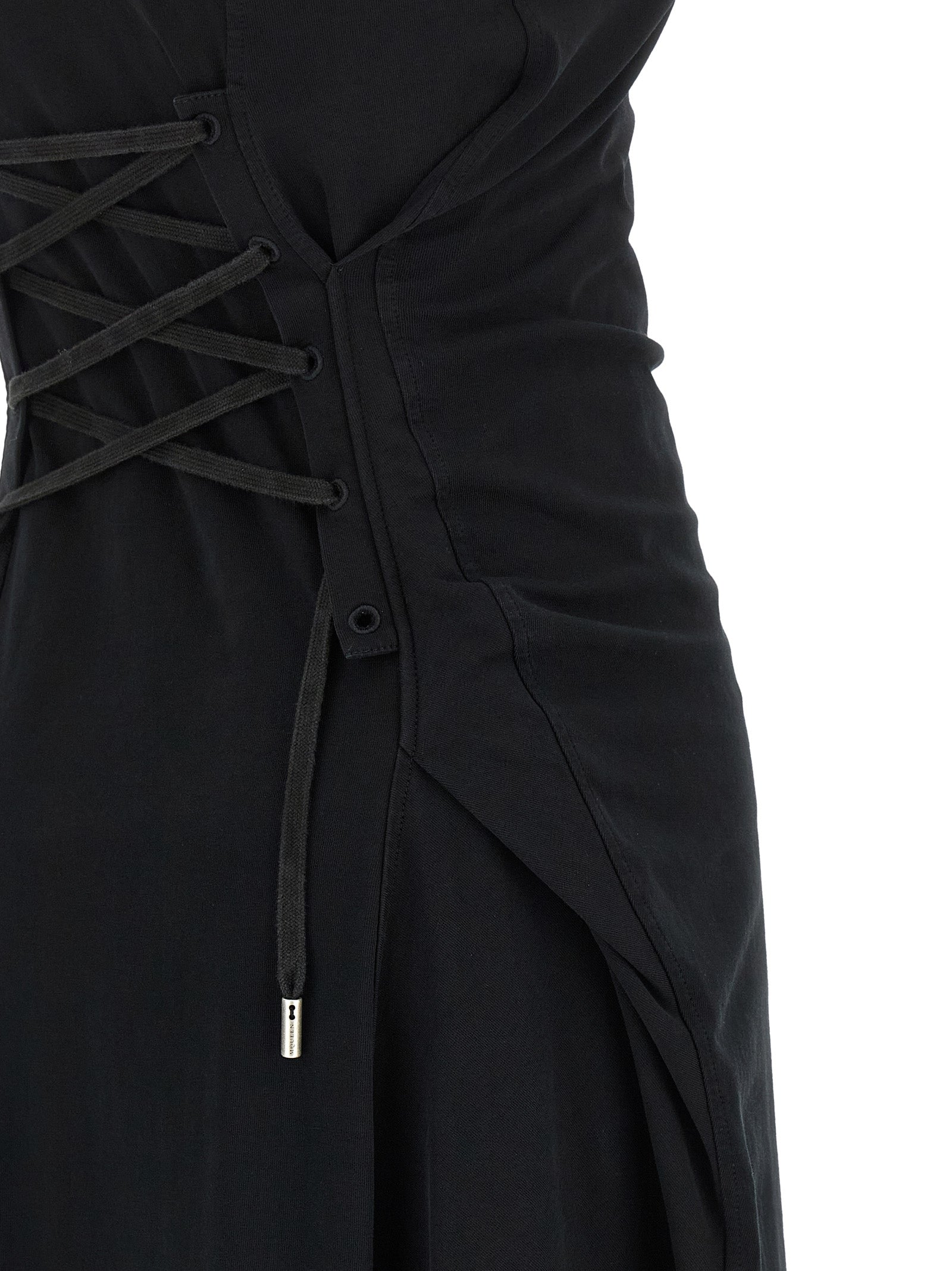 Alexander McQueen Corset Dress — Black Cotton Jersey