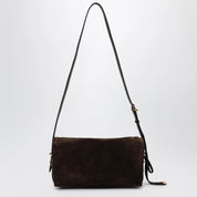 Balenciaga Le 7 Medium suede calfskin shoulder bag in Moka/Ruby