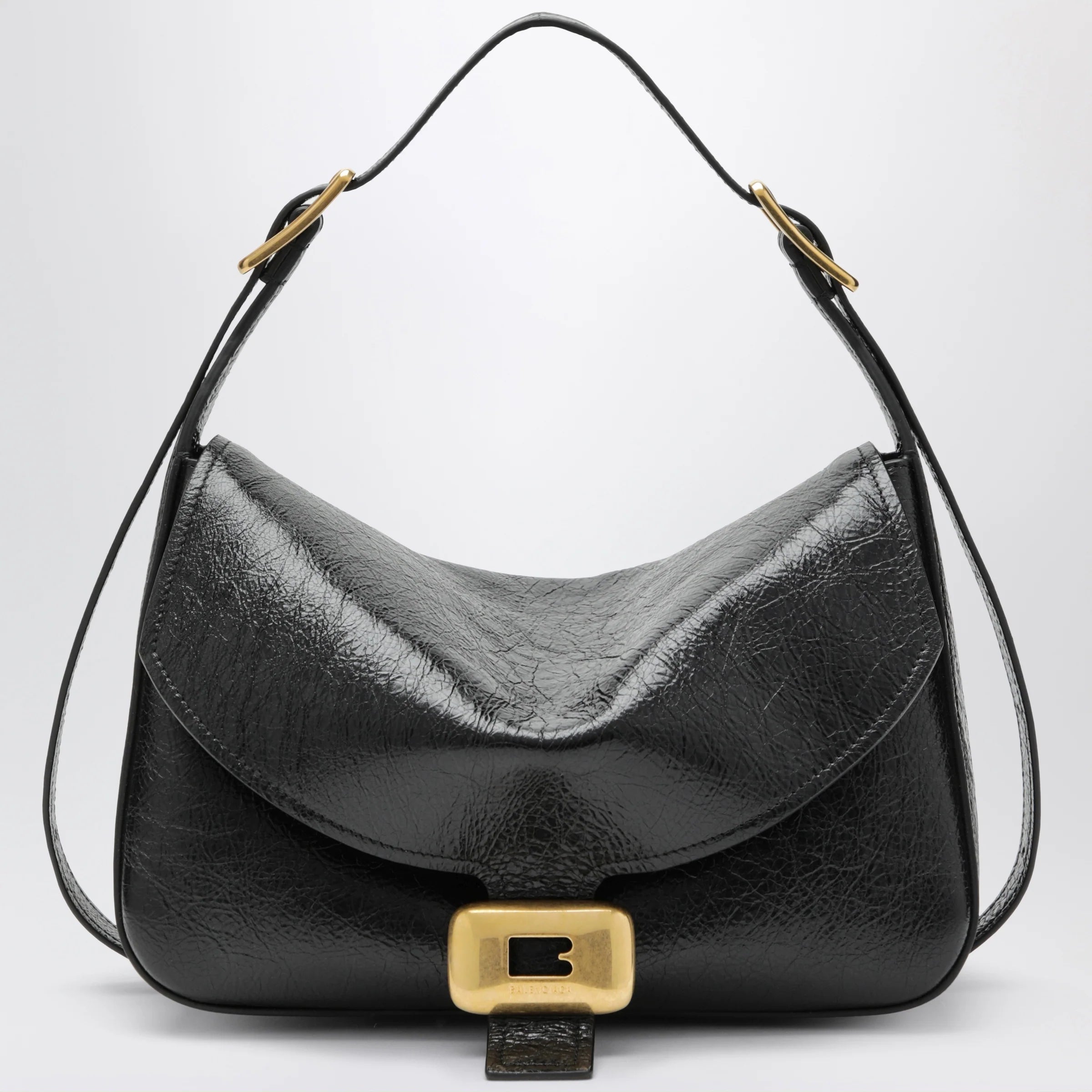Balenciaga Medium Clicca shoulder bag in lambskin leather, black