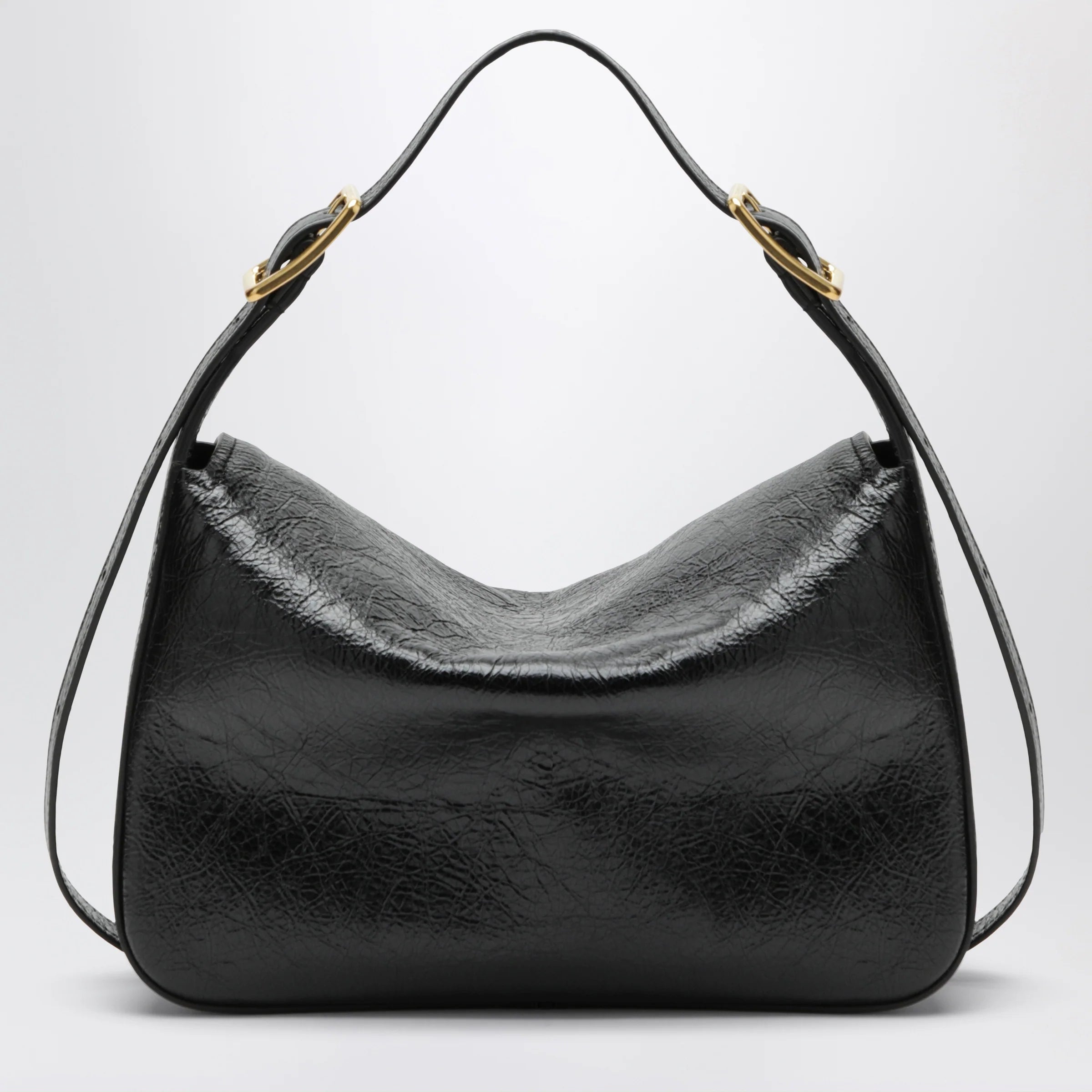 Balenciaga Medium Clicca shoulder bag in lambskin leather, black