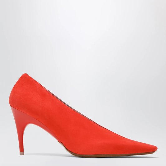 Balenciaga Pumps — Duchesse 90mm Suede Goatskin Tangerine