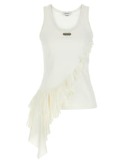 Alexander McQueen Silk Ruffle Tank Top — White Topwear