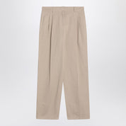 Pantalones de algodón y lino color caqui claro The Row Lilas