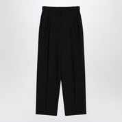 Pantalon The Row Lilas en laine et lin noir