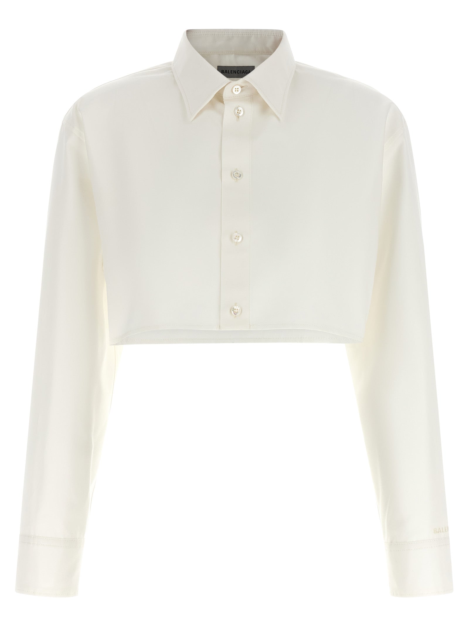Balenciaga Cropped Shirt — Silk Poplin Crop (White)
