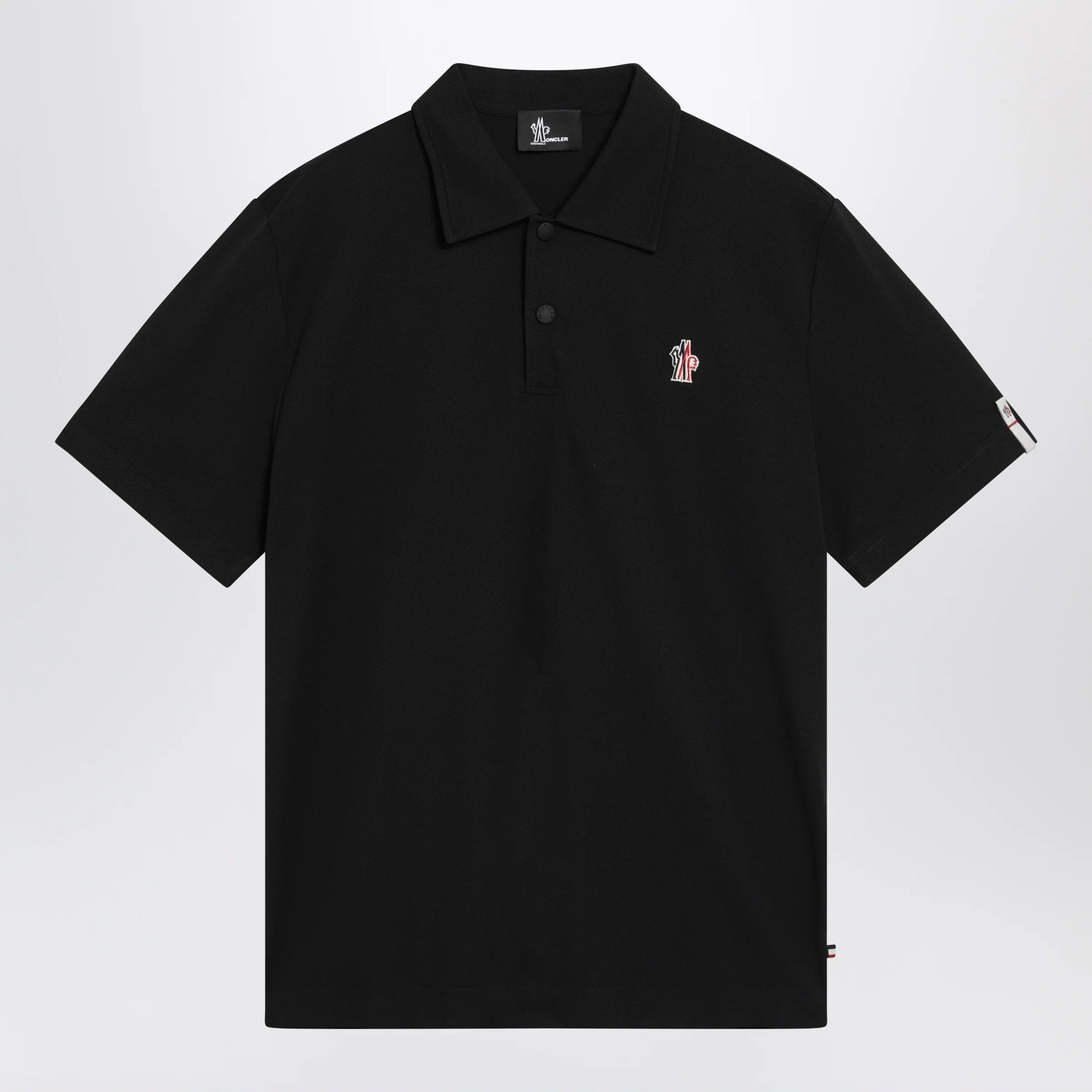 Moncler Grenoble Black polo shirt with logo patch
