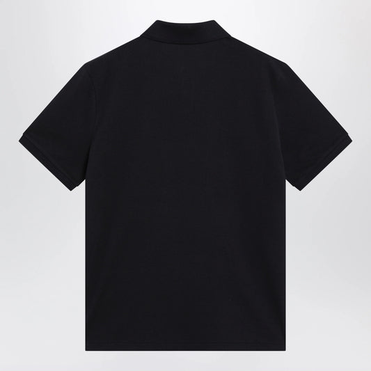Moncler Blue Cotton Polo Shirt with Triple Crest Logo