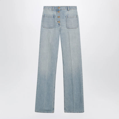 Valentino Straight-leg cotton denim jeans in light blue