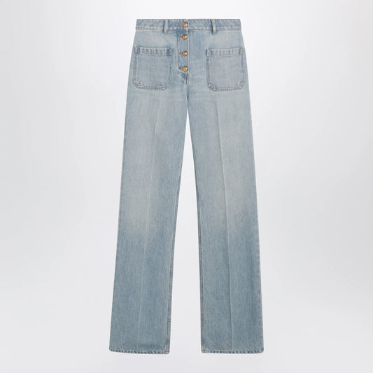 Valentino Straight-leg cotton denim jeans in light blue