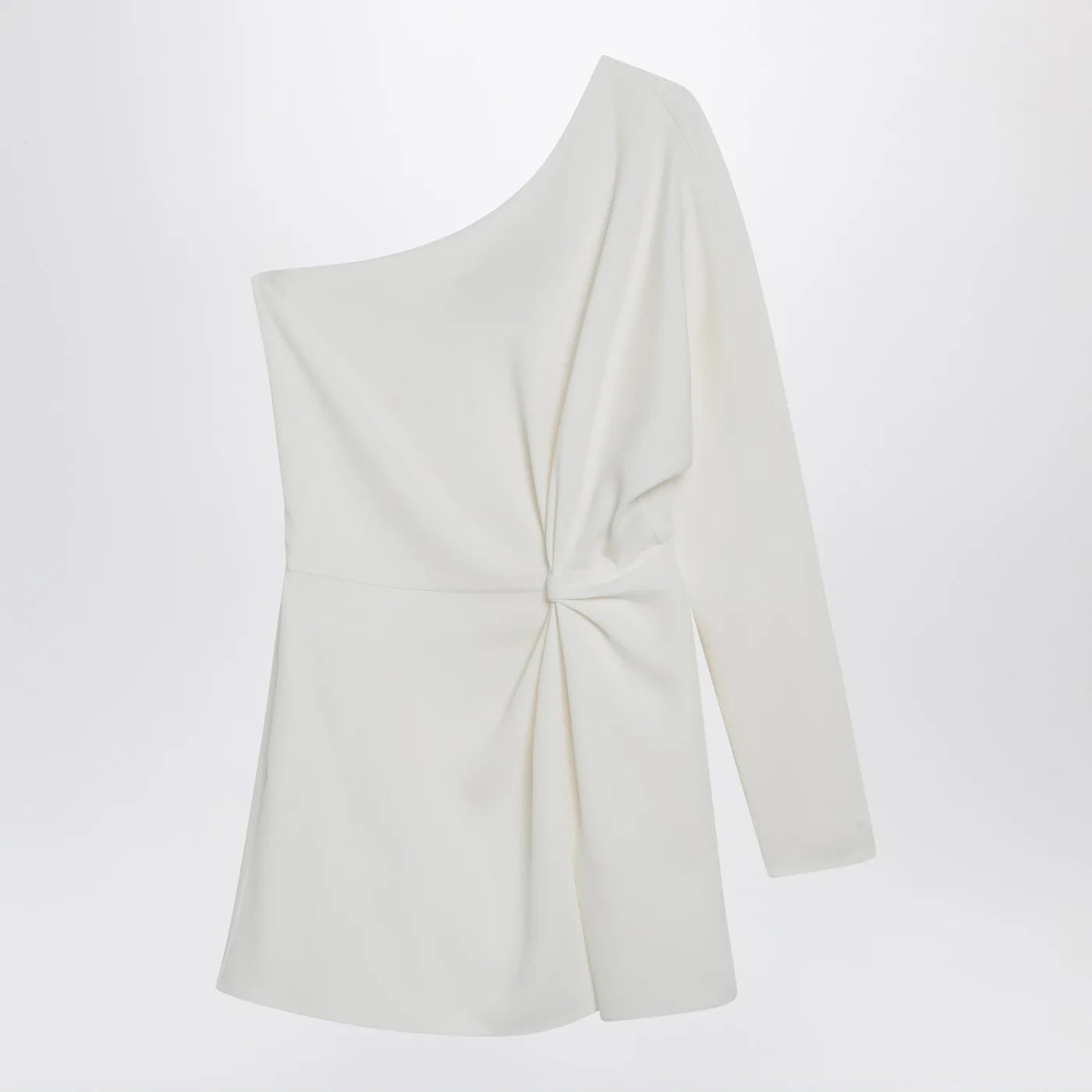 Valentino Ivory one-shoulder top in couture cady