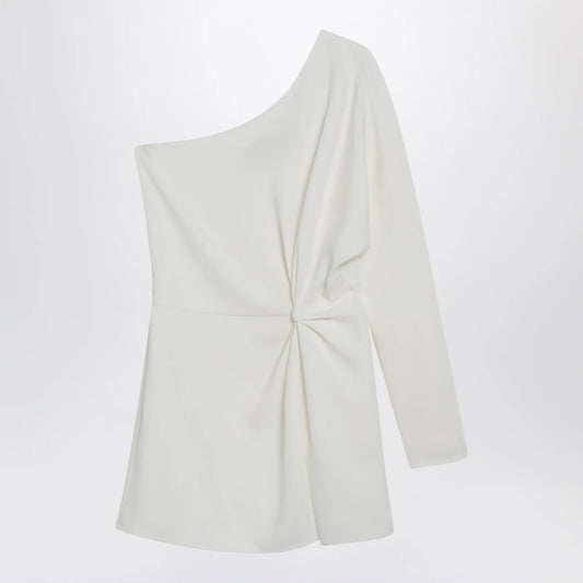 Valentino Ivory one-shoulder top in couture cady