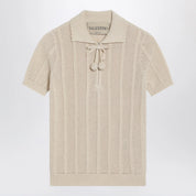 Valentino Ivory cotton knit polo shirt