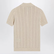 Valentino Ivory cotton knit polo shirt